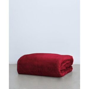Βελουτέ Μονόχρωμη Κουβέρτα Voras Υπέρδιπλη (220x240cm) Μπορντώ