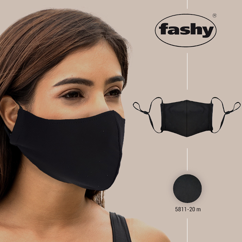 Υφασμάτινη Μάσκα Ενηλίκων Μαύρη Fashy (1 τεμάχιο)